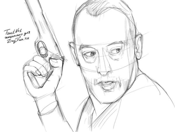 Срисовать Леона карандашом