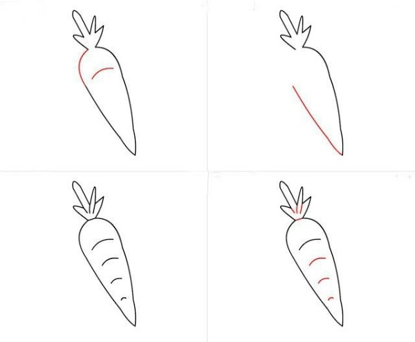 Поэтапное рисование морковки