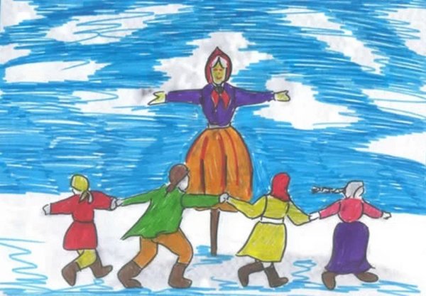 Масленица рисунок в школу