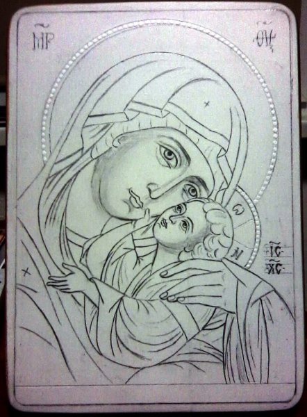 Прорись иконы Богородицы Оранта