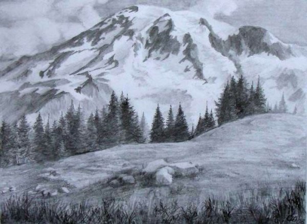 Горы поэтапное рисование