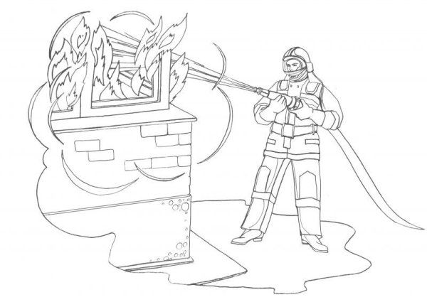 Профессия пожарник раскраска