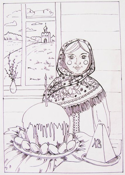 Масленица рисунок карандашом