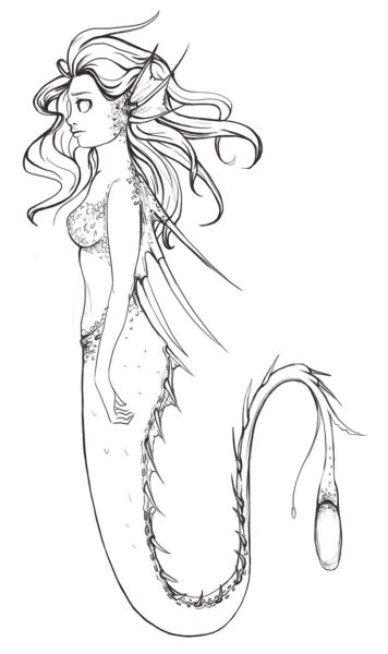 Скетчи русалок для рисования