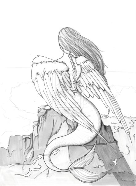 Рисунки карандашом девушек русалок