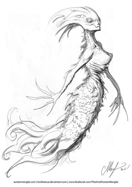 Русалка карандашом