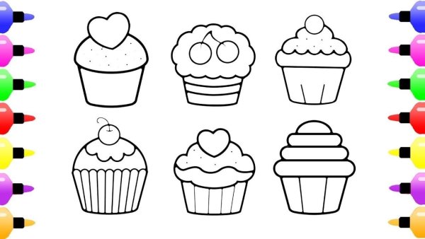 Раскраски маленькие кексики