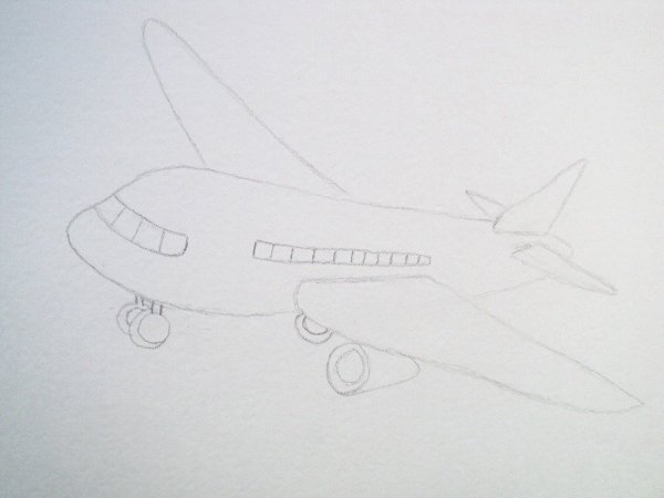 Военный самолет карандашом