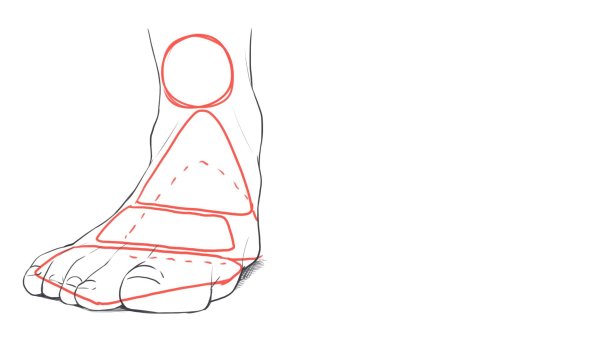 Ступни рисунок поэтапно