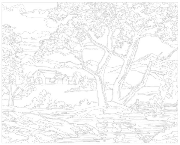 Раскраска по номерам пейзаж