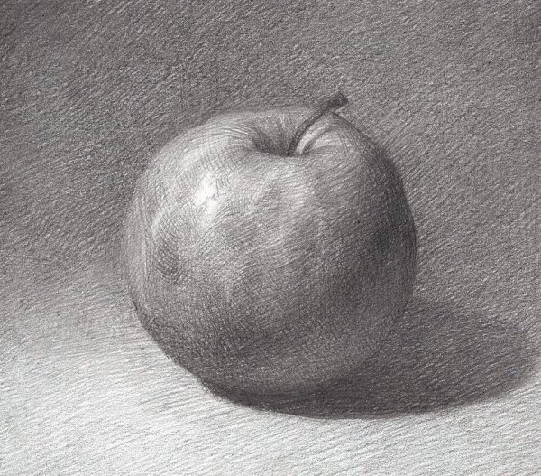 Яблоко штриховка карандашом