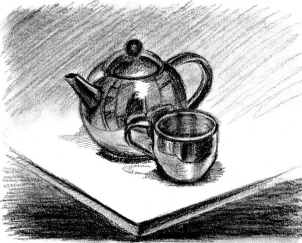 Металлический чайник карандашом