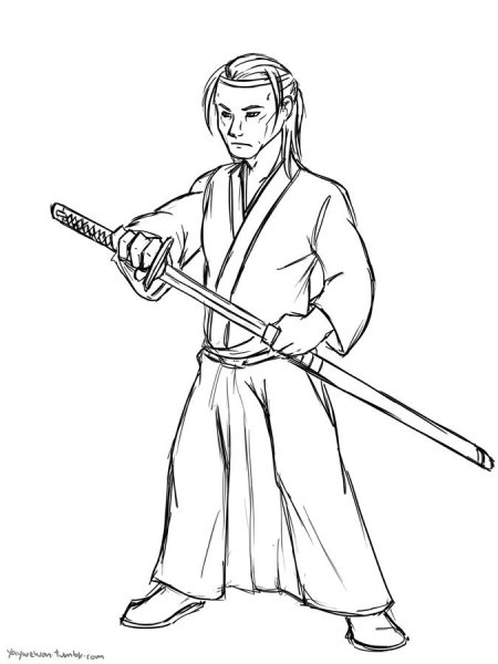 Самурай рисунок карандашом