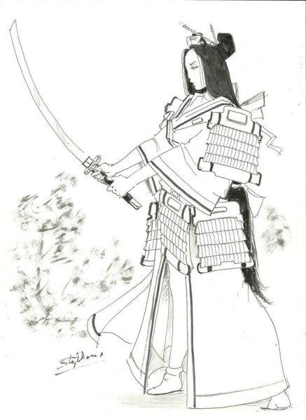 Японский Самурай в доспехах тату