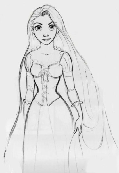 Принцесса для срисовки в полный рост