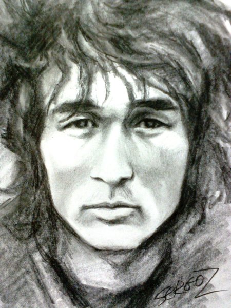 Портрет Виктора Цоя ручкой
