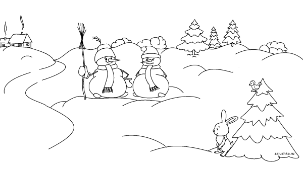 Уютная зима рисунки легкие