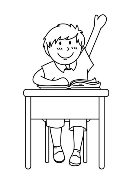 Дети за партой раскраска