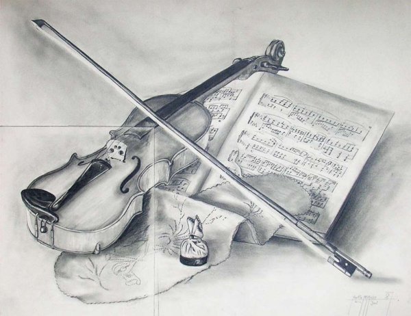 Скрипка рисунок карандашом