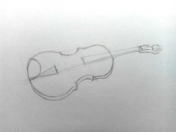 Поэтапный рисунок скрипки