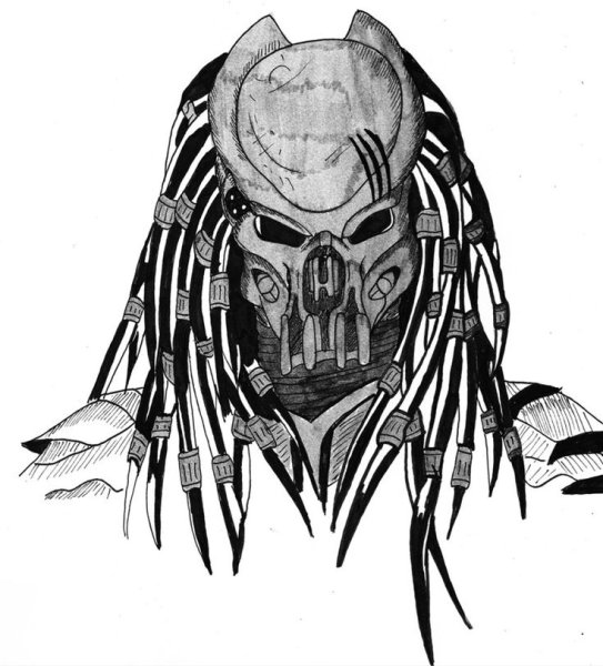 Маска хищника карандашом