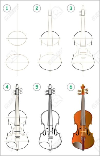Поэтапное рисование скрипки