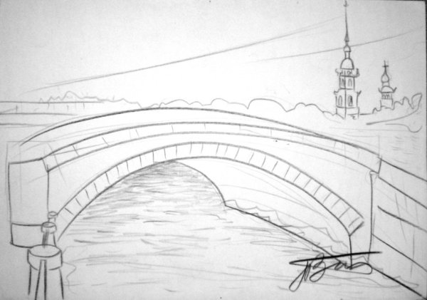 Мост рисунок карандашом легкий