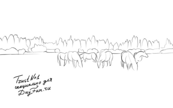 Раскраска Степной пейзаж