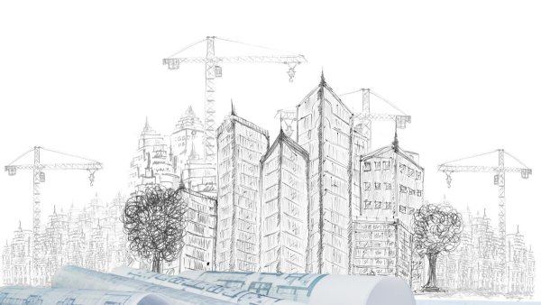 Стройка в городе Наброски