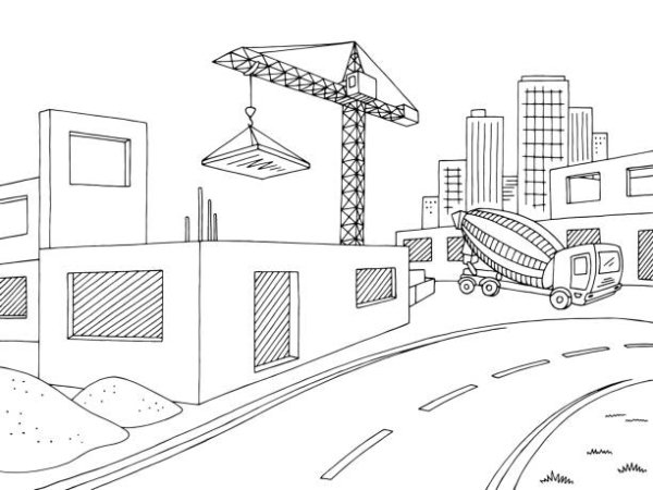 Раскраска город стройка