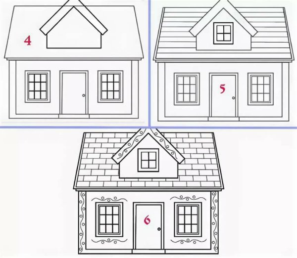 Поэтапное рисование дом