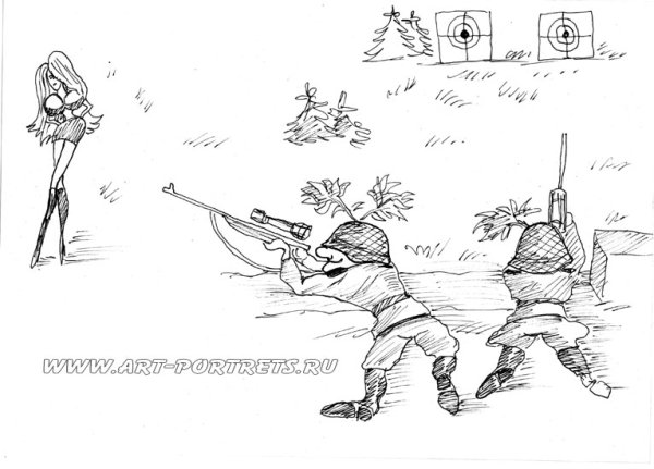 Армейские карикатуры карандашом