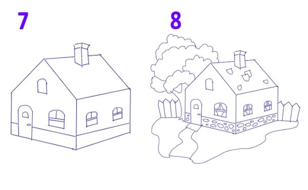 Поэтапное рисование дом