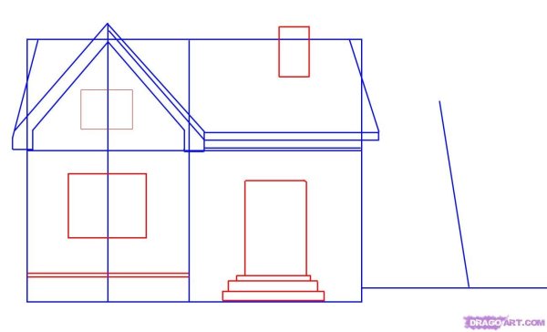 Рисование по этапно дом