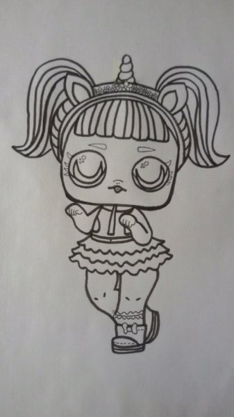Куколка ЛОЛ карандашом