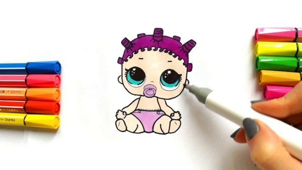 Поэтапное рисование куклы ЛОЛ