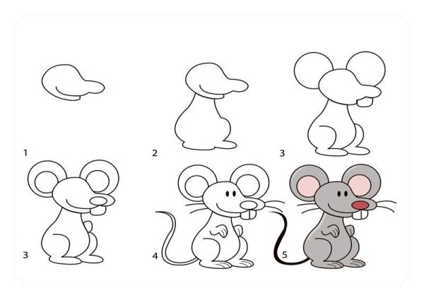 Поэтапное рисование мышки