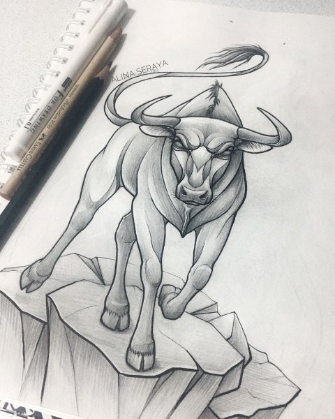 Бык карандашом