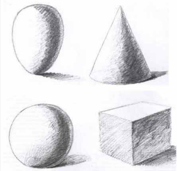 Рисование объемных фигур карандашом