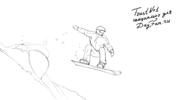 Сноубордист рисунок карандашом