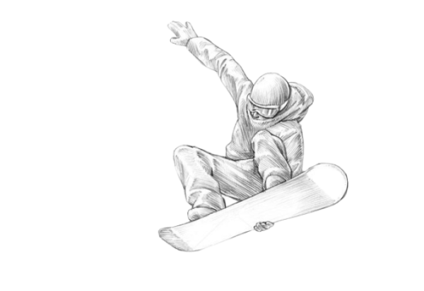 Сноубордист карандашом