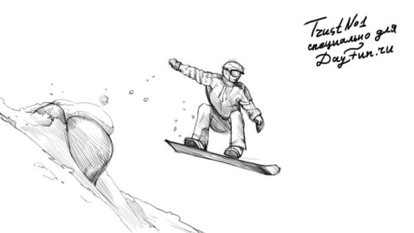 Сноубордист карандашом