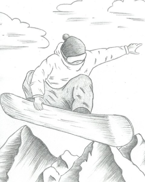 Сноубордист карандашом