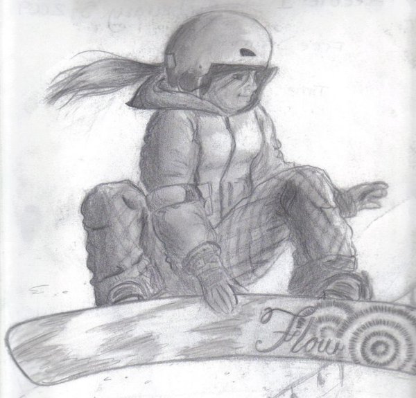 Рисунок сноубордиста карандашом