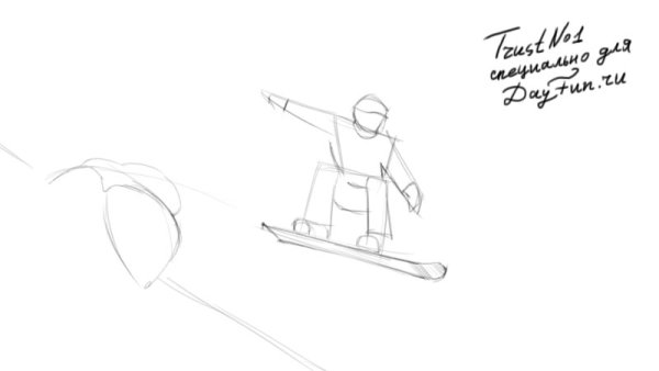 Сноубордист рисунок карандашом