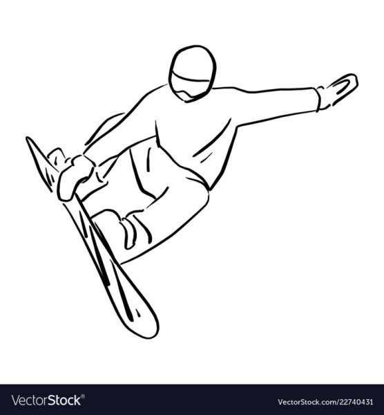 Нарисовать сноубордиста в движении