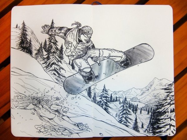 Эскиз сноубордист