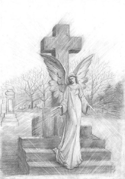 Ангел карандашом для срисовки