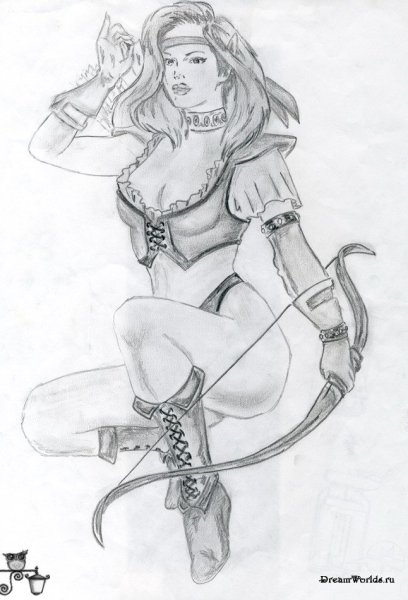 Эльфийка карандашом