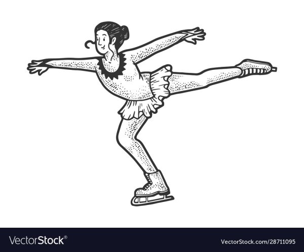 Эскиз девушки катающейся на коньках